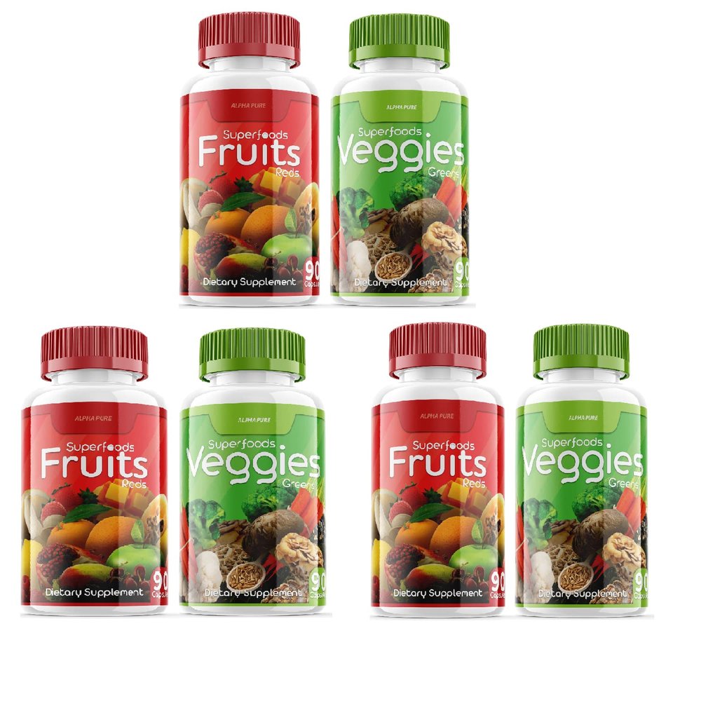 90 Capsules Each Bottle 540 Capsules superfoods Veggies Greens and Reds Fruits Triple Pack