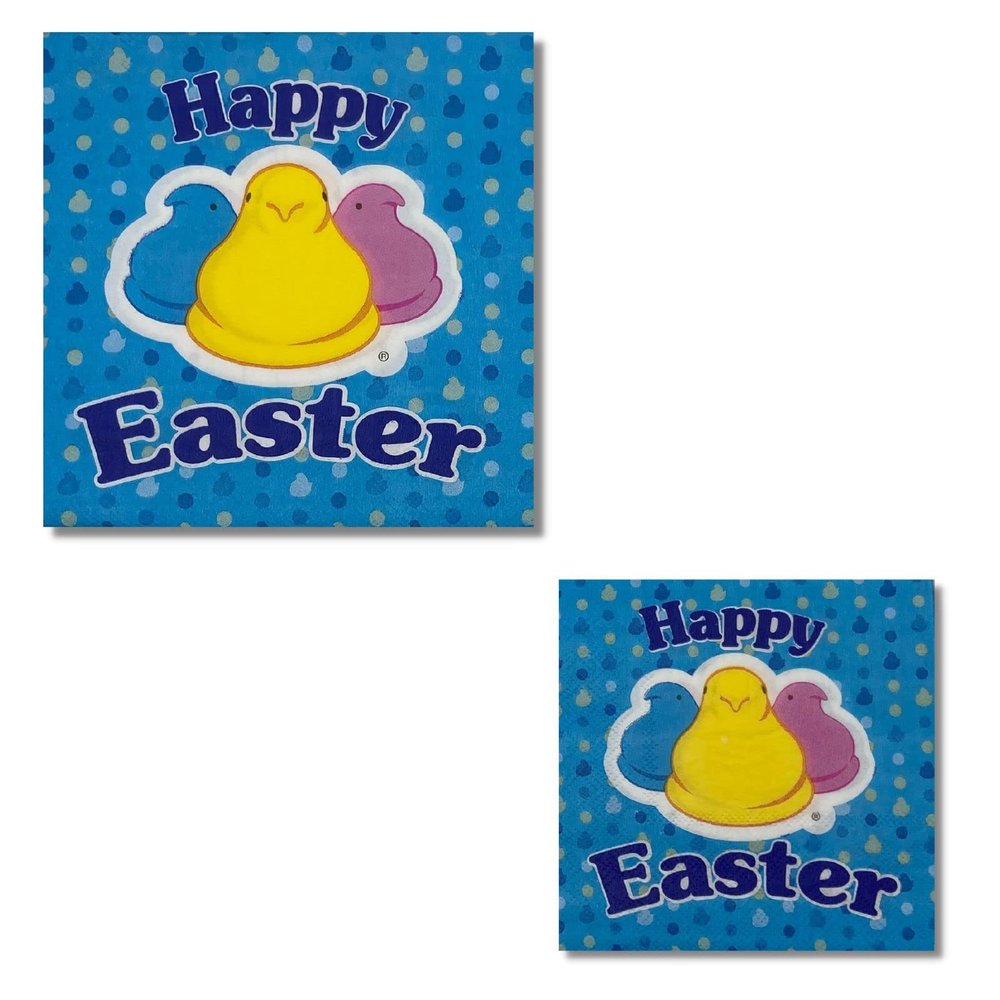 Happy Easter Peeps Disposable Paper Napkins Spring Party Classroom Decorations (Blue)
