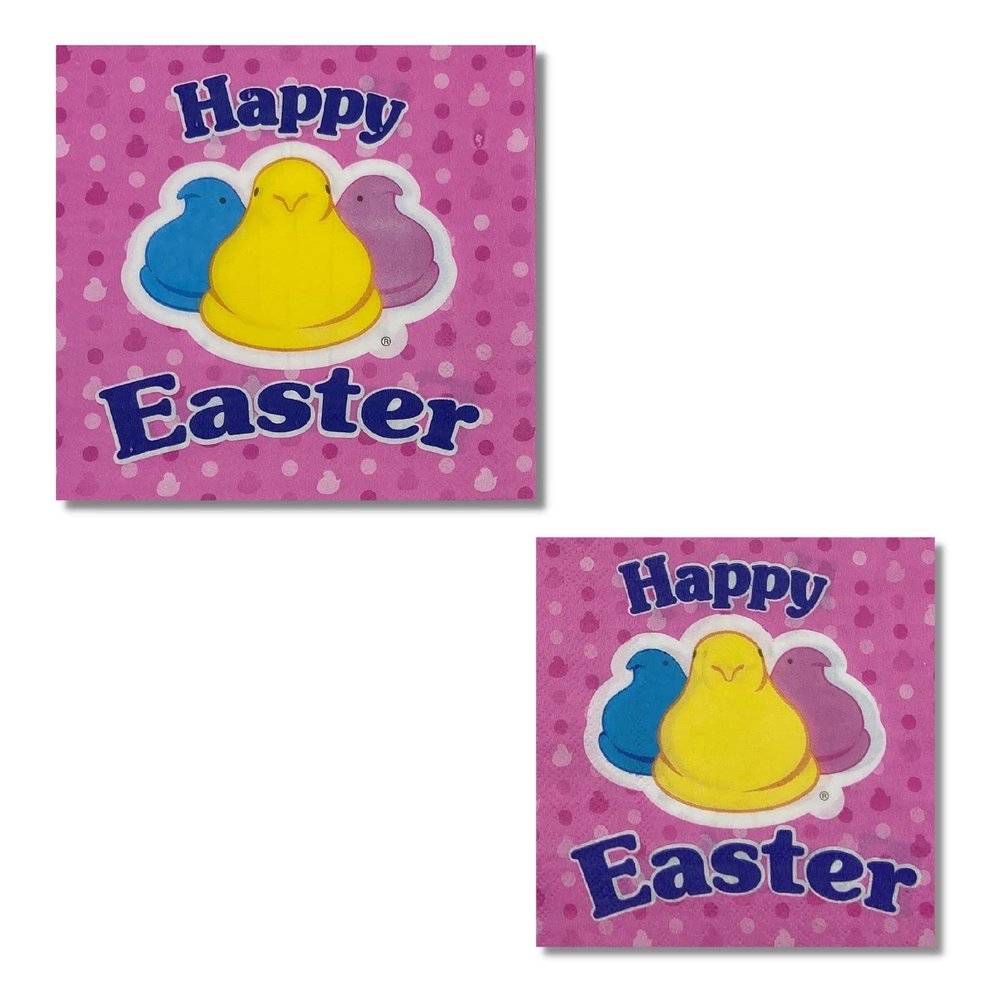 Happy Easter Peeps Disposable Paper Napkins Spring Party Classroom Decorations (Pink)