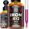 Liquid Iron Supplement for Women & Men with Vitamin B12 5000mcg - Free Blood Builder for Anemia - Liquid Vitamin B12 Drops for Adults with MCT Oil, Natural Grape Flavor, 2 Fl Oz view 1