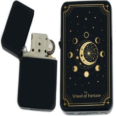 Custom Tarot Card - Major Arcana Cards Available Laser Engraved Unique Collectible s Infinity Black Matt Windproof Lighters! (Wheel of Fortune) - Christmas, Halloween & Valentines Day Gift
