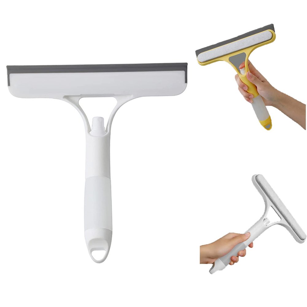 3 in 1 Window Cleaning Tool for Car Indoor Outdoor High Windows, Window Squeegee with SprayWindow Cleaning Tool for Car Washing Smooth Grinding for Home Kitchen (White)