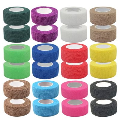 [24 Pack-1" x5Yards] MINGYUE Self Adhesive Bandage Wrap,Athletic Tape,Sports Tape,Wrist and Ankle Wrap Tape,Cohesive Bandage for Vet Wrap(12 Colors)