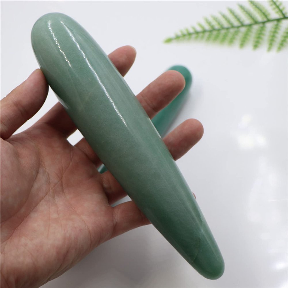 18cm Natural Green Crystal Wand Hand Carved Massage Stick Crystal Gemstone Yoni Wand,18-4cm