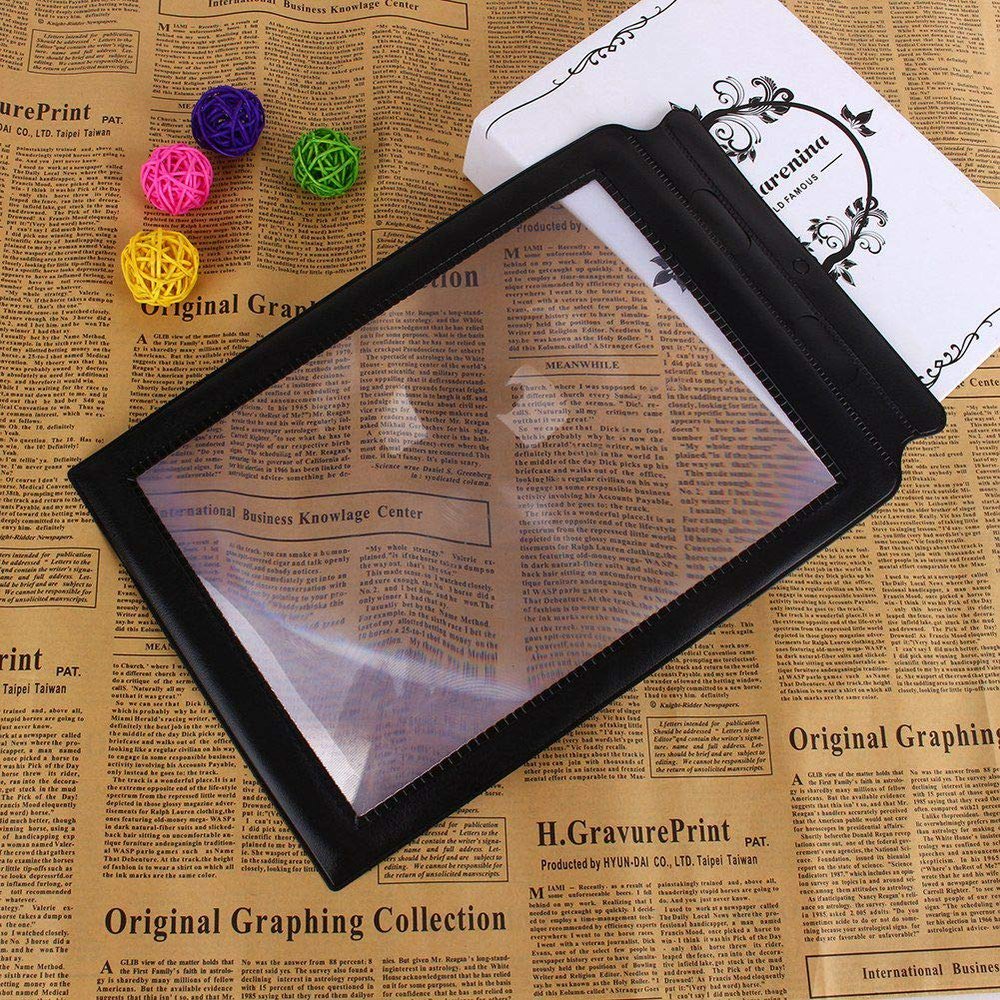 A4 Glass Sheet Magnifier,A4 3X Magnifier Sheet Large Magnifying Glass Book Reading Aid PVC Lens,