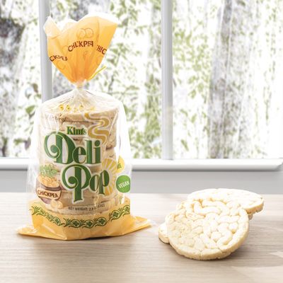 Deli Pop Grain Cakes 12 Bags | Chickpea Flavor | 15 cakes per bag | Multigrain, Natural Vegan | Sugar Free Korean Snack | Low Calorie, Low Fat, Gluten Free Ingredients (Chickpea)
