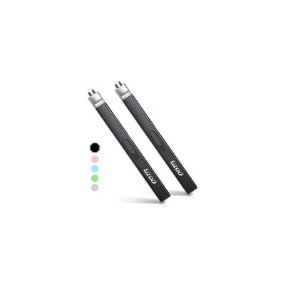 2 PCS Long Lighter, Candle Lighters Electric Lighter, Rechargeable Arc with LED Display, Lighters for Candle Aromatherapy Camping BBQ Gas Stoves-Deep Black