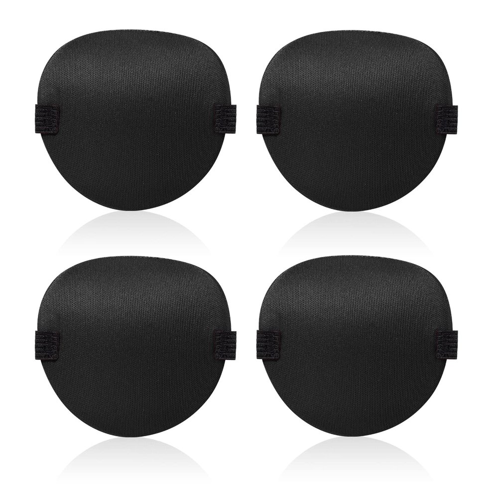 4pcs Eye Patches, Medical Eye Patches for Adults, Soft 3D Adjustable Lazy for Left & Right for Improving Weak Strabismus, Surgery Recovery Period (Black)