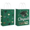 12 Pieces Graduate Gift Bags, Graduation Party Favor Gifts Wrapping Bags for Graduation Season Theme Party Supplies Decoration (Green Gold) view 1