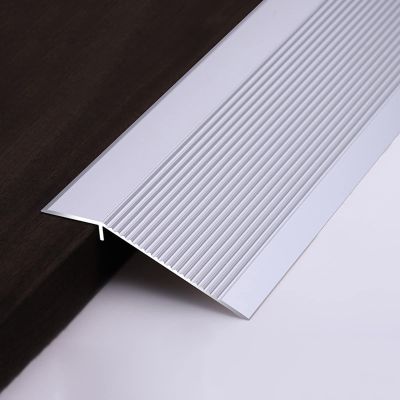 ETULLE Floor Transition Strip Metal, Gray Black Silver Doorway Reducer with Non Slip Grain for Uneven Flooring, Large Drop Thresholds Ramp Self Adhesive (Color : C, Size : 150cm (59in))