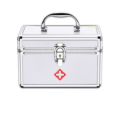 Lockable Medicine Storage Box Lock Box for Medication, Medicine Storage Box with Portable Handle and TrayFirst Aid Box Organizer Empty, Large First Aid Kit Convenient and practical ( Color : Khaki , S