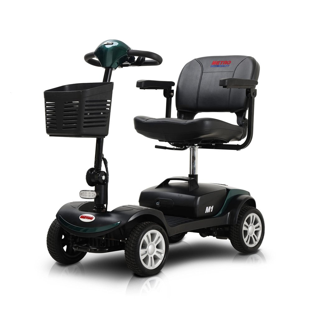 Folding Mobility Scooter for Seniors 4 Wheel Scooter for Adults Electric Medical Scooter Compact for Foldable in Boot Trunk for Traveling with Seniors (Metal Green)
