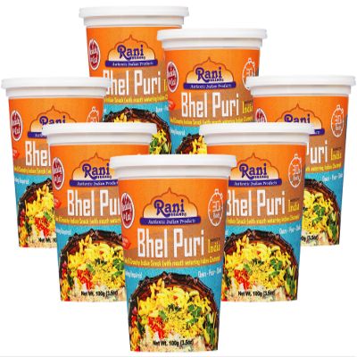 Rani Bhel Puri Cup (Spicy & Crunchy Indian Snack w/ mouth watering Indian Chutneys) 3.5oz (100g), Pack of 6+1 FREE ~ Ready to Eat | Vegan | NON-GMO | Indian Origin