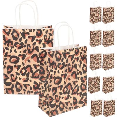 jojofuny 12pcs Creative Animal Pattern Paper Shopping Bags Handles Sturdy Tote Bags for Parties Festivals and Crafts for Storing Presents and Candy