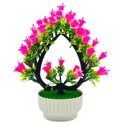 HXSCOO Artificial Flower Bonsai Realistic UV Resistant Plastic Easy Care Fake Flowers Bonsai for Outdoor (Color : Pink2)