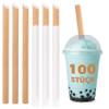 WHATON 100pcs Paper Bubble Tea Straws, Boba Paper Straws, Pointed Kraft Paper Straws, Wrapped Drinking Straws, Disposable Straws Accesories view 1