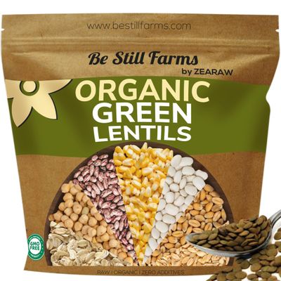 Be Still Farms Organic Green Lentils Dry - Lentils Bulk (4.8lb) Similar to French Lentils le Puy - Ideal for Soup, Pasta, Pilof - USDA Certified | Vegan | Non-GMO | Gluten Free