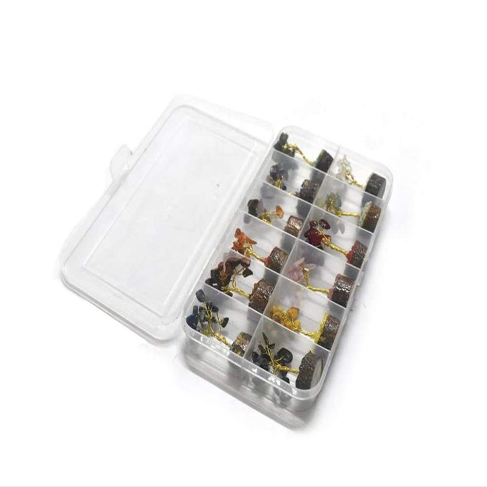Aport Home Presents Bonsai Chipstone Orgonite Mini Tree Crystal Tree Seven Chakra Tree for Meditation Reiki Crystal (Set of 12 Pcs Box) by #Aport-5633