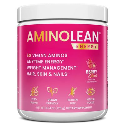 RSP NUTRITION AminoLean Pre Workout, Clean Energy with No Jitters, Tingles or Crash, Vegan Friendly with Added Biotin for Hair, Skin, Nails, Berry Elixir, 30 Servings