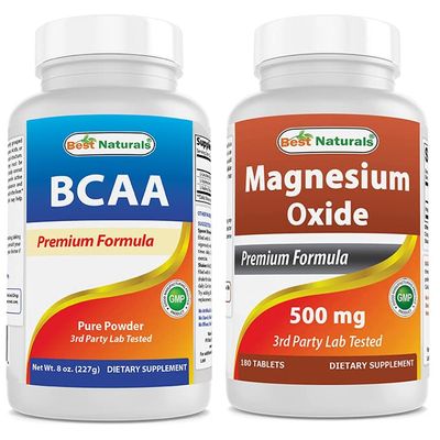 Best Naturals BCAA Powder 8 OZ & Magnesium Oxide 500 mg