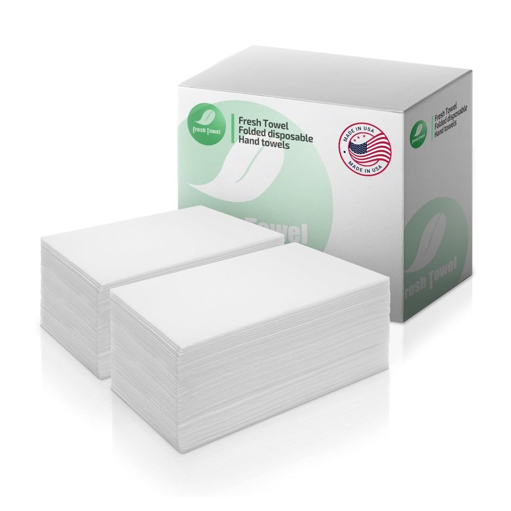 100-count Fresh Towel Disposable Linen-Feel Cloth-Like Guest Hand Towels (12"x16.5") for Bathroom, Kitchen, Party, Wedding, Restaurant or Events| Soft and Absorbent Disposable Napkins