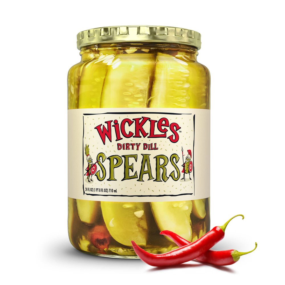 Wickles Pickles Dirty Dill Spears (6 Pack) - Hot Pickles - Kosher Dill Spears - Extra Dirty, Super Spicy, Wickedly Delicious (24 oz. Jars)