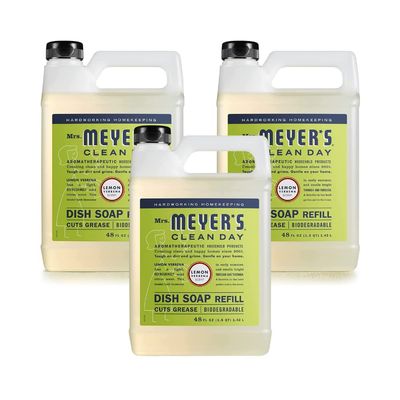 Mrs. MEYER'S CLEAN DAY Liquid Dish Soap Refill, Lemon Verbena, 48 Fl Oz. (Pack of 3)
