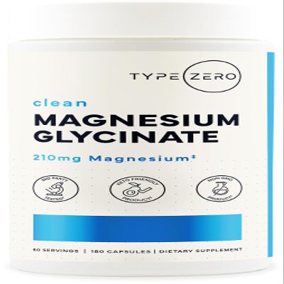 Type Zero Magnesium Glycinate (210mg | 180 Capsules) Pure, Non-GMO, Gluten Free, Natural High Absorption Magnesium Supplement