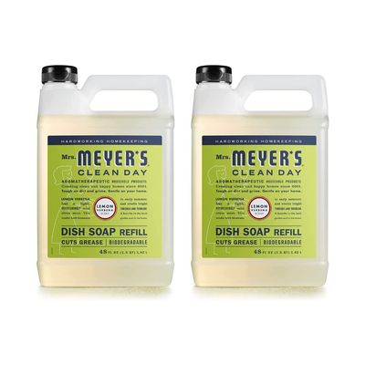 Mrs. MEYER'S Clean Day Liquid Dish Soap Refill, Lemon Verbena, 48 Fl Oz. (Pack of 2)