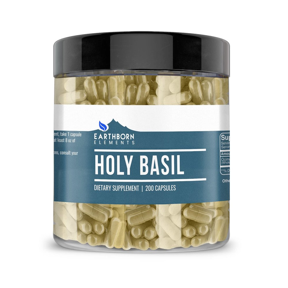 Earthborn Elements Holy Basil 200 Capsules, Pure & Undiluted, No Additives