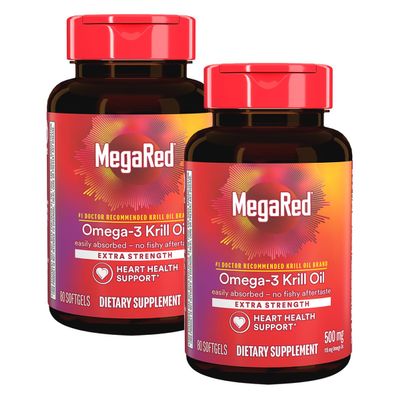 MegaRed 350mg Omega 3 Supplement with EPA/DHA, Astaxanthin & Phospholipids, No Fish Oil Aftertaste Supports Heart, Brain, Joint and Eye Health, 120 Count Softgels (2 Pack)