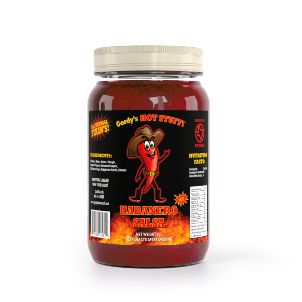 Gordy's Hot Stuff! Habanero Salsa - Made in Texas with Fiery Habanero and Fresh Jalapeo Peppers - 8oz