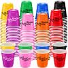Lounsweer 100 Pieces Plastic Cups 2 oz Disposable Cups Mini 2 oz Party Glasses for Bachelorette Birthday Tasting Serving Samples Cups Halloween Christmas Party Favors Supplies (Colorful) view 1