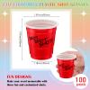 Lounsweer 100 Pieces Plastic Cups 2 oz Disposable Cups Mini 2 oz Party Glasses for Bachelorette Birthday Tasting Serving Samples Cups Halloween Christmas Party Favors Supplies (Colorful) view 2