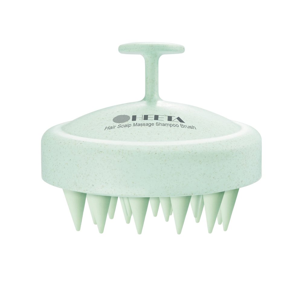 HEETA Scalp Massager Hair Growth, Soft Silicone Scalp Scrubber Shampoo Brush for Exfoliation, Dandruff Removal & Head Massage Stress Relax, Wet & Dry Use for Thick, Thin Hair Care, Wheat Straw Green