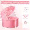 Zubebe 20 Pcs Denture Bath Retainer Case Holder Bulk with Strainer Basket Dental Cup Denture Soaking Container False Teeth Storage Box for Travel Cleaning Brace Mouth Guard, 5 Colors view 3