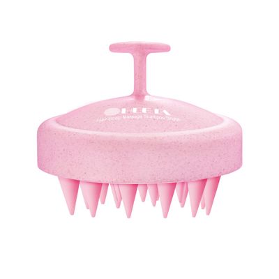 HEETA Scalp Massager Hair Growth, Soft Silicone Scalp Scrubber Shampoo Brush for Exfoliation, Dandruff Removal & Head Massage Stress Relax, Wet & Dry Use for Thick, Thin Hair Care, Wheat Straw Pink