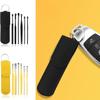 12 Pcs Ear Pick Earwax Removal Kit, Ear Cleaning Tool, Stainless Steel Earwax Removal Tool with Leather Storage Box (Black&Yellow) view 4