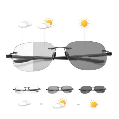 YIMI Photochromic Bifocal Reading Glasses for Men Women UV Sun Readers Computer Anti Blue Light Far and Near Dual Use Glasses (Black, 3.00, multiplier_x)
