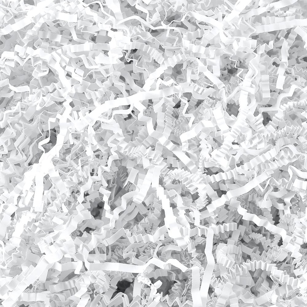 Outus 0.5 LB White Crinkle Cut Paper Shred Filler Shredded Papers Confetti Gift Boxes Basket Crinkle Paper Filler Packing Grass Cushion Shredded Tissue Stuffing Christmas Wedding Birthday Wrapping