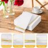 100 3-Ply Gold Napkins Disposable Elegant Dinner Paper Napkins, White and Gold Foil Guest Napkins Hand Towels for Bathroom Wedding Kitchen Birthday Parties view 3