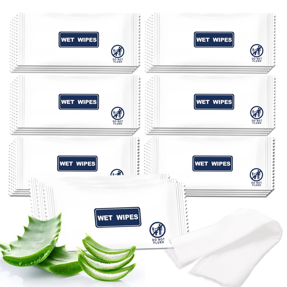200 Pack Wet Wipes Individually Wrapped, Individual Hand Wipes, Unscented Travel Wipes, Clean Hands Quickly, Wet Wipes Bulk for Homeless, Suitable for Restaurant, Wedding, Barbecue, Blue
