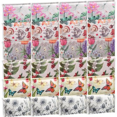 24 Packs Travel Size Tissue Pocket Slim Pack Facial 3 Ply Wallet Size Pocket Tissues for Travel Wedding Party Favors, 6 Styles(Vintage Floral)