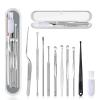Ear Pick Ear Wax Removal Kit, Ear Cleansing Set, Earwax Remover Tool, Ear Curette Ear Wax Remover Tools with a Cleaning Brush and Storage Box, Medical Grade, for Ear Adult and Kid, Silver, 10 Pcs view 1