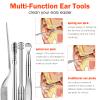Ear Pick Ear Wax Removal Kit, Ear Cleansing Set, Earwax Remover Tool, Ear Curette Ear Wax Remover Tools with a Cleaning Brush and Storage Box, Medical Grade, for Ear Adult and Kid, Silver, 10 Pcs view 2
