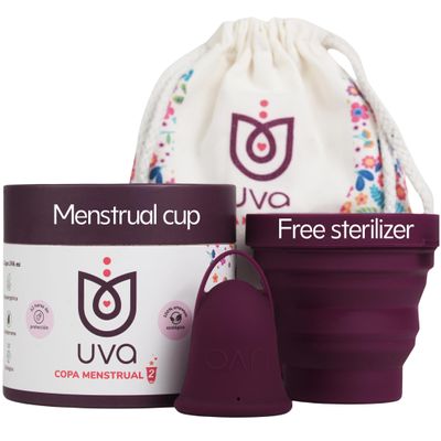 UVA Reusable Menstrual Cup Heavy Flow Kit with Sterilizer - Size B - 10-Year Durable & Leak-Proof Silicone - Large Menstrual Cup, Sterilizer & Traveling Bag Period Cup Set