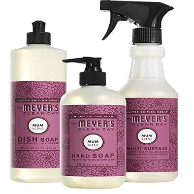 Mrs. MEYER'S Mum Kitchen Set Variation Includes, 1 Hand Soap, 1 Dish Soap, and 1 Multi Surface Cleaner 3 ct.