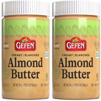 Gefen Pure Blanched Almond Butter, 16oz (2 Pack) | Non GMO | Rich, Smooth & Creamy Texture | No Salt or Sugar Added | Gluten Free | Vegan | Paleo | Keto | Product of USA | Kosher (Including Pasover)