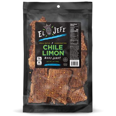 El Jefe Beef Jerky Chile Limon 7oz - Authentic Mexican Style Hispanic Slab Jerky Hand-Crafted in Small Batches for Bold and Zesty Snacking!