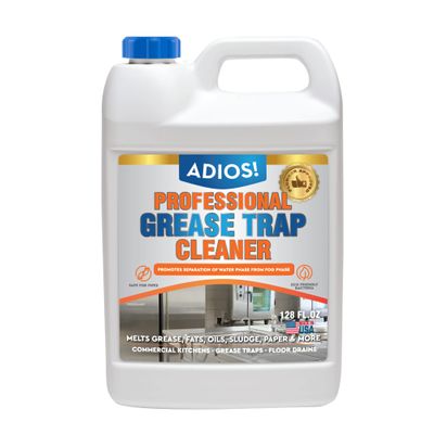 Adios! Professional Grease Trap Cleaner for FOG Cleans Fats, Oils & Grease from Drains Pipes, Safe Enzyme Based Formula for Preventative Maintenance